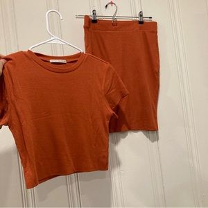 Fall transitional two piece skirt set with top